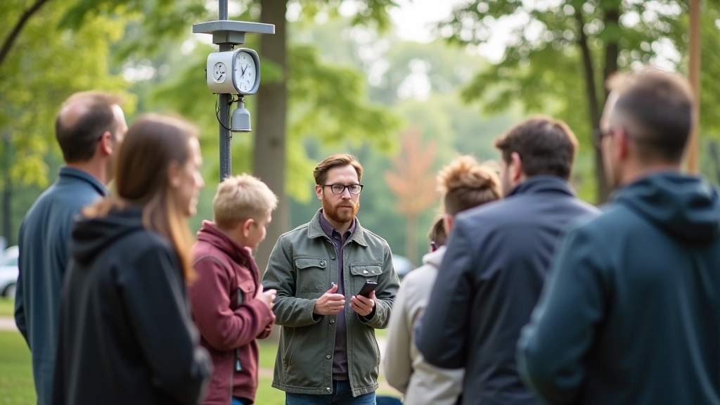 Kohalikud elanikud koos kogumiskohas, millel on vihmaandurid, mis mõõdavad saduseid