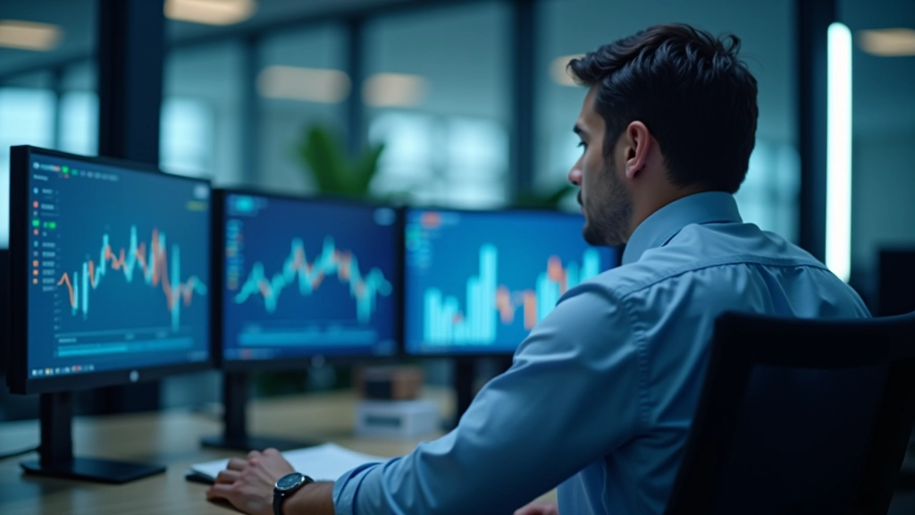 Financial charts and economic data displayed on modern screens in a professional trading environment